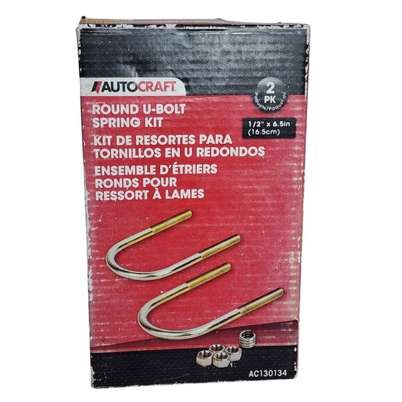 Autocraft Round U-Bolt 1/2" x 6.5" (16.5cm) Spring Kit AC130134 – 2 Pack Heavy - Picture 1 of 6